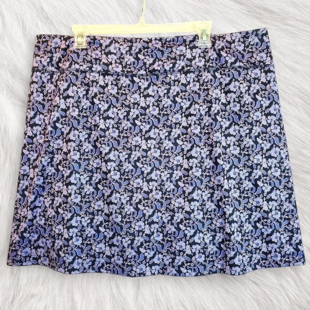 J Jill Fit Performance Knit Skort stretchy tennis skirt size XL purple floral